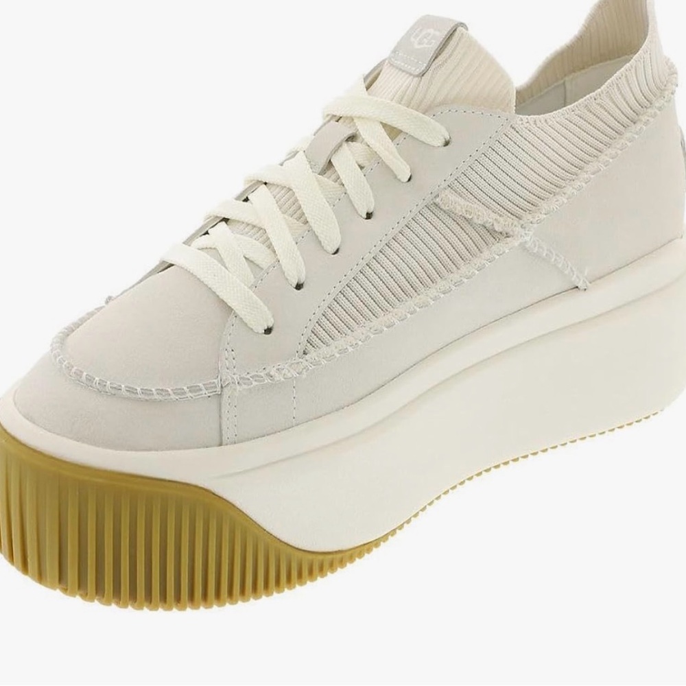 Ugg Women’s EX Duzzit Essential lace up platorm sneakers in white. 10